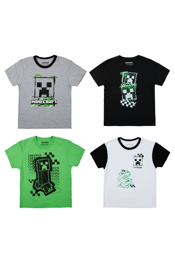 Minecraft Creepers Value 4-Pack of Youth Boy's Short Sleeve Tees 4 (XS)