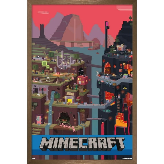 Minecraft - Cube Wall Poster, 14.725" x 22.375", Framed