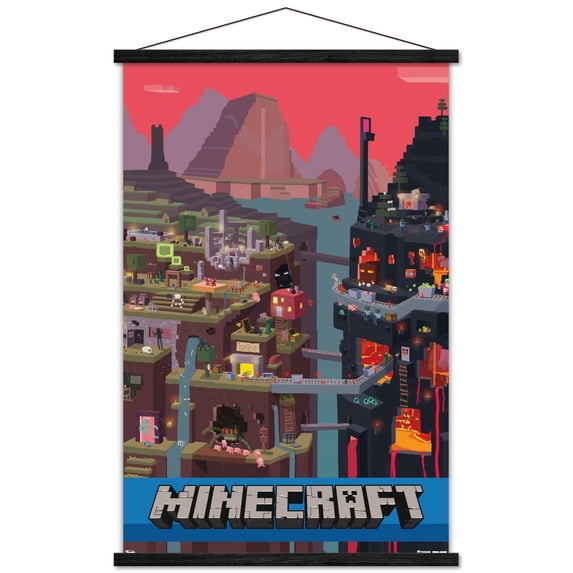 Minecraft - Cube Wall Poster with Magnetic Frame, 22.375" x 34"