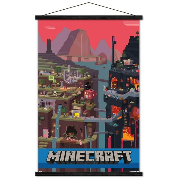 Minecraft - Cube Wall Poster with Wooden Magnetic Frame, 22.375" x 34"