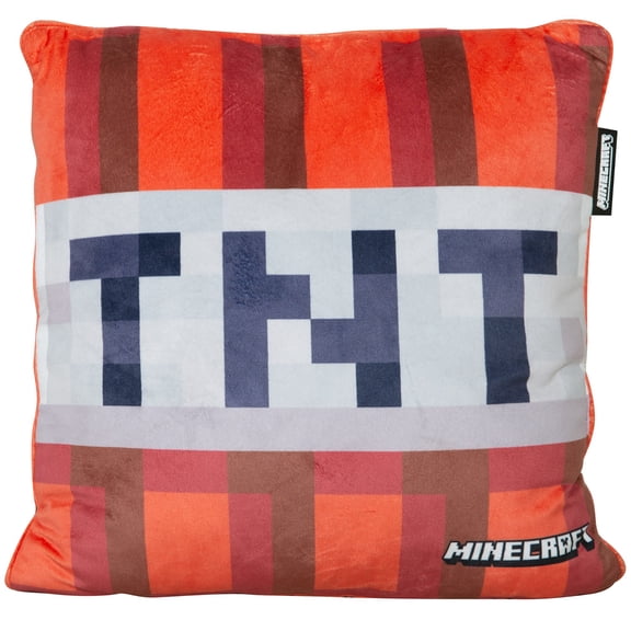 Minecraft: Decorative Cushion - TNT - Red, 14.96" Throw Pillow, Iconic Game TNT Block Design, Stylish & Functional, Room & Home Decor, Licensed