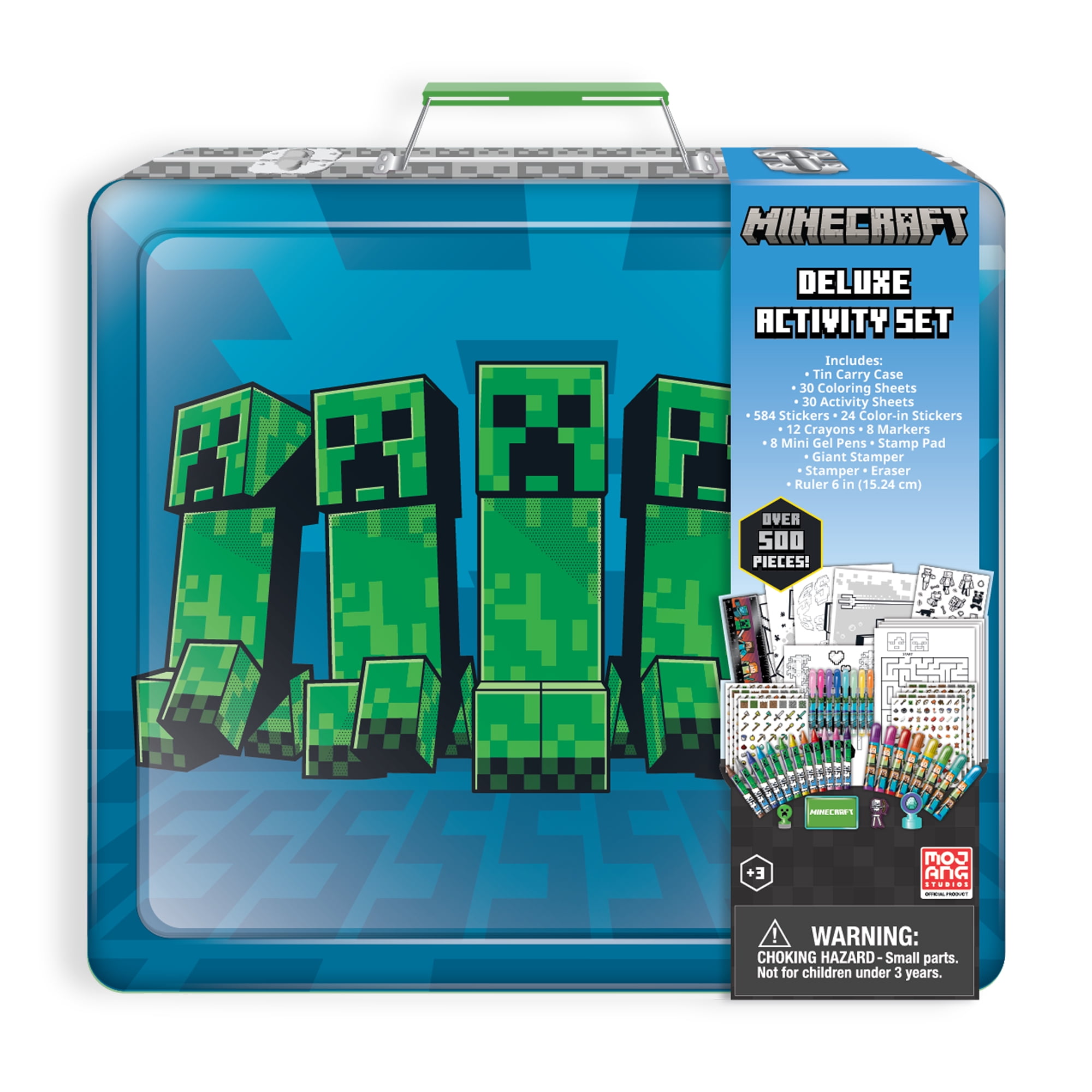 Minecraft Kids Art Kit with Carrying Tin Gel Pens Markers Stickers 500 PC, Size: 10.75 x 12 x 1.65