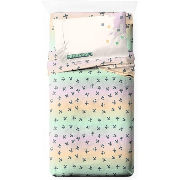 Minecraft Desert Creeper 3 Piece Twin Size Bed Sheets Set - Girl Gamer Bedding
