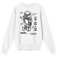 thumbnail image 1 of Minecraft Diamond Armor Monochrome Diagram Adult White Crew Neck Long Sleeve Sweatshirt-Small, 1 of 3