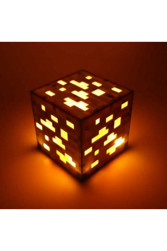 Diamond Ore LED Night Light - Orange, Color Changing Rechargeable Lamp with Touch Control, 3 Light Modes, 7.5 Inch Cube