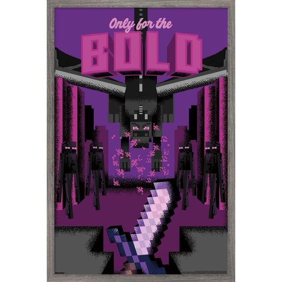 Minecraft: Discover - Only For The Bold Wall Poster, 14.725" x 22.375" Framed