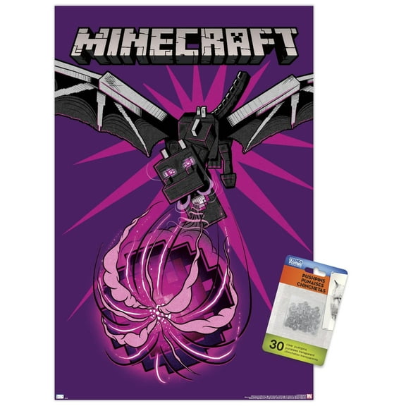 Minecraft - Dragon Wall Poster with Pushpins, 14.725" x 22.375"