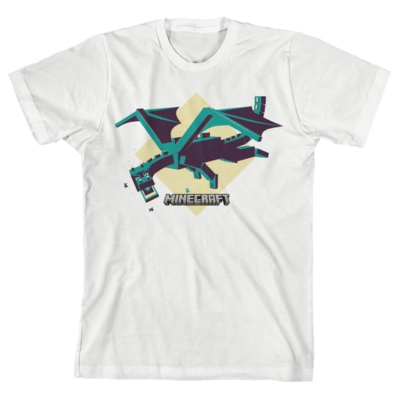 Minecraft Dragon Youth Boys White T-shirt-Small