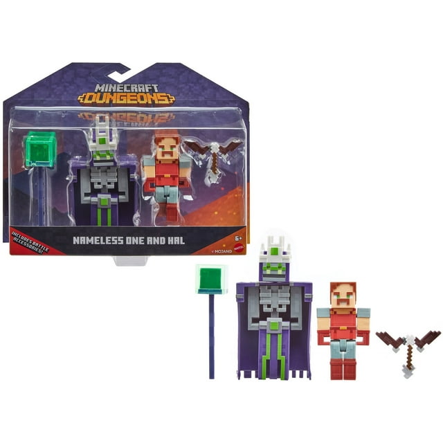 Minecraft Dungeons 3.25-in Battle Figures 2-Pk, Nameless One and Hal ...
