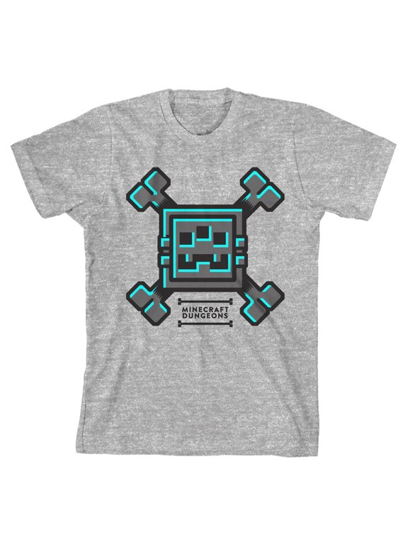 Minecraft Dungeons Bone Icon Boy's Heather Gray T-shirt-Medium