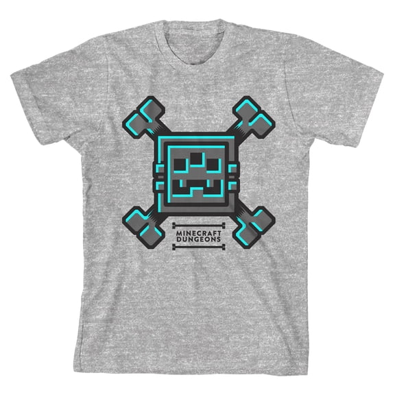 Minecraft Dungeons Bone Icon Boy's Heather Gray T-shirt-XS