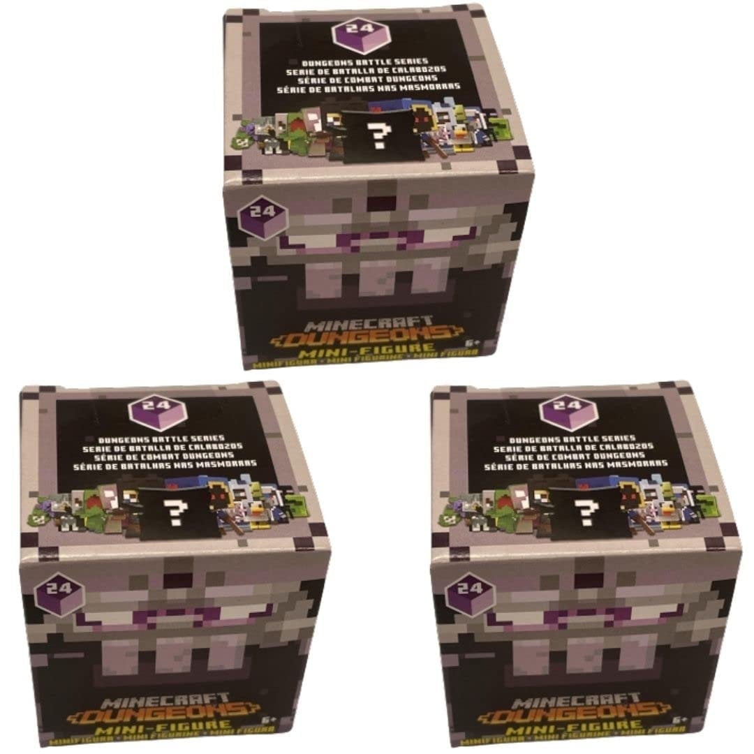 Minecraft Dungeons Series 24 Mini Figure Mystery Pack Bundle of 3 Packs
