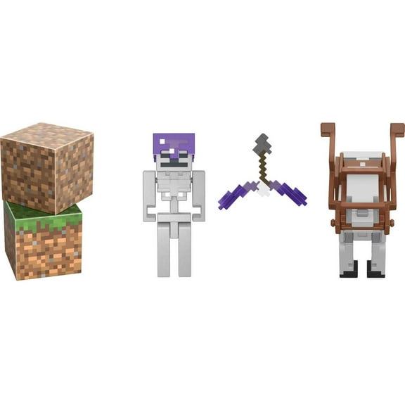 Minecraft Dungeons Skeleton Trap Horse Figure,Pixelated Designs, Collectible Gifts for Kids Age 6 Years and Older