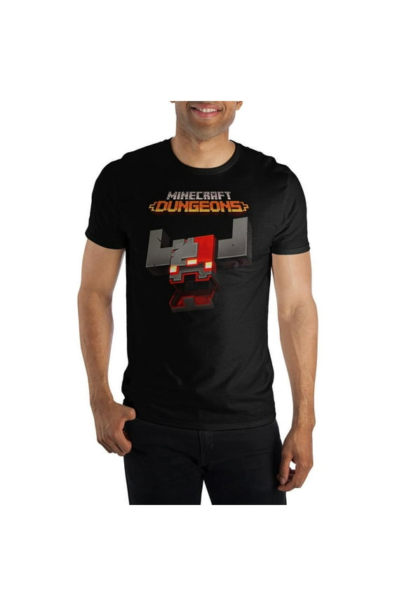 Minecraft Dungeons Video Game Mens Black Short Sleeve Shirt-L