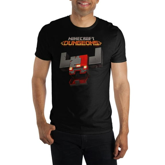 Minecraft Dungeons Video Game Mens Black Short Sleeve Shirt-XS
