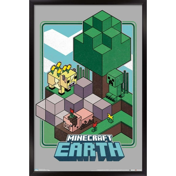 Minecraft Earth - Key Art Wall Poster, 22.375" x 34", Framed
