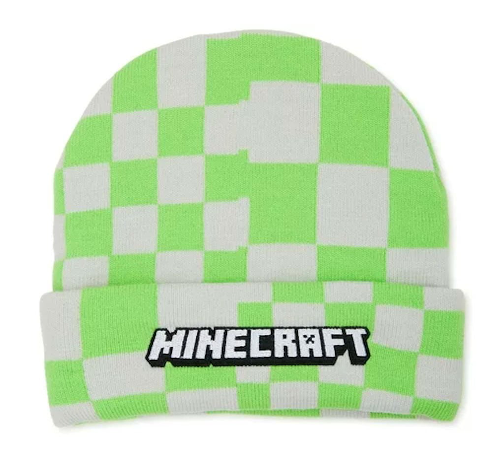Minecraft Embroidered Check Beanie Green
