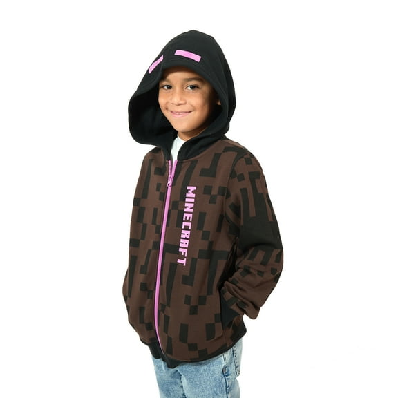 Minecraft Enderman Boy's Long Sleeve Cosplay Zip-Up Hoodie 18 (XXL)