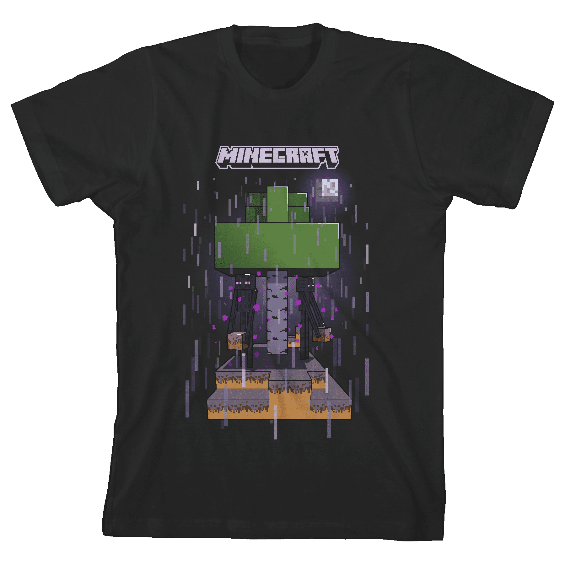 Minecraft Enderman Crew Neck Short Sleeve Boys' Black T-shirt-Medium ...