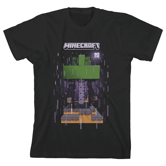 Minecraft Enderman Crew Neck Short Sleeve Boys' Black T-shirt-XS