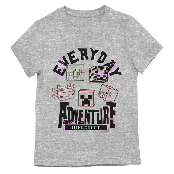 Minecraft Everyday Adventure Crew Neck Short Sleeve Athletic Heather Youth T-shirt-Large