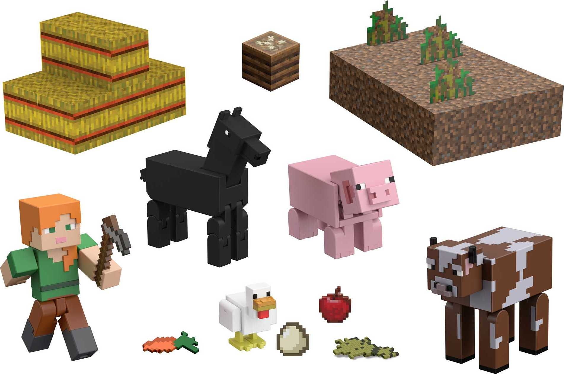 Minecraft Farm Life Adventure Pack Figures, Accessories And Papercraft  Blocks 