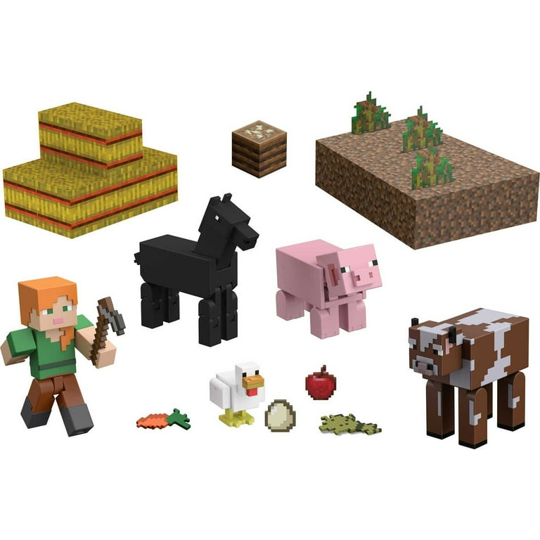 Minecraft Farm Life Adventure Pack Figures, Accessories And Papercraft  Blocks 