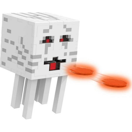 Minecraft Fireball Ghast Action Figure & Accessories, Load & Launch with 10 Discs, Pixelated Design