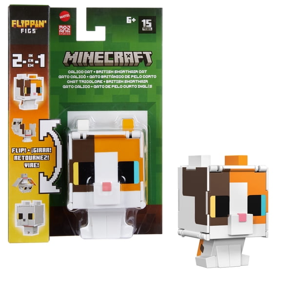 Minecraft Flippin Figs Figures Collection, 2-in-1 Fidget Play, 3.75-in Scale & Pixelated Design (Characters May Vary)