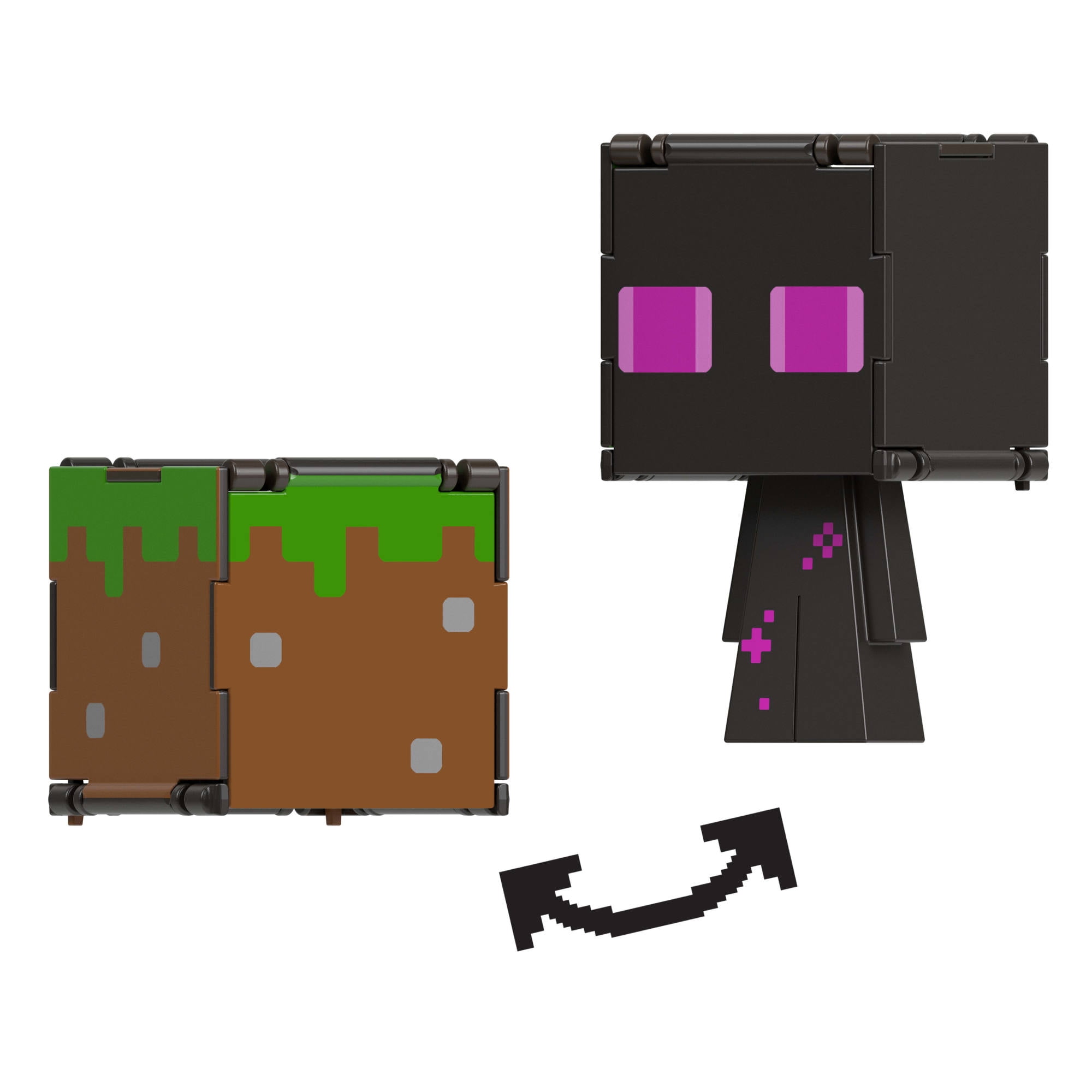 Minecraft Flippin Figs Figures Collection, 2-in-1 Fidget Play, 3.75-in Scale \u0026 Pixelated Design (Characters May Vary)
