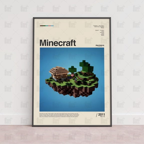 Minecraft Floating Island Poster | Creative Build Scene Wall Art for Gaming Decor Home Decor | Block Landscape Artwork Gift for Fans | Size 24x36 Unframed Poste
