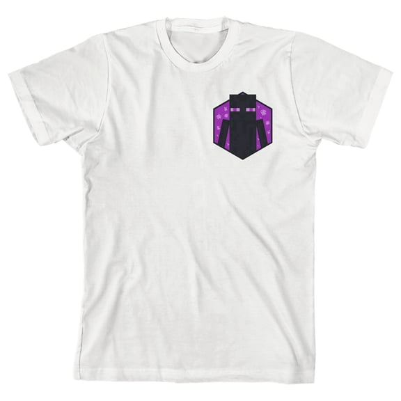 Minecraft Franchise Enderman Badge Youth White Graphic Tee-XS