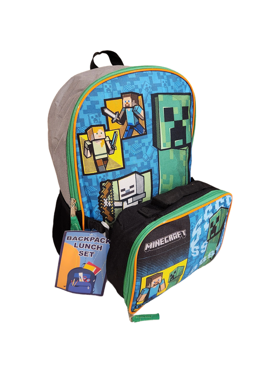 Full Size 16 Inch Backpack with Detachable Lunch Box 2 pieces set