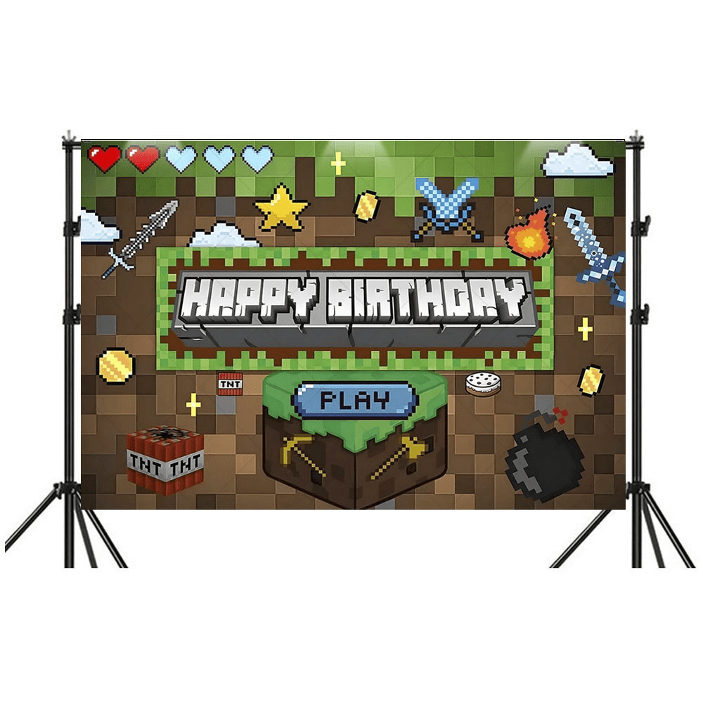 Minecraft Prom Background Minecraft Gaming Theme Birthday Party Backdrop, Ambience Decoration ...