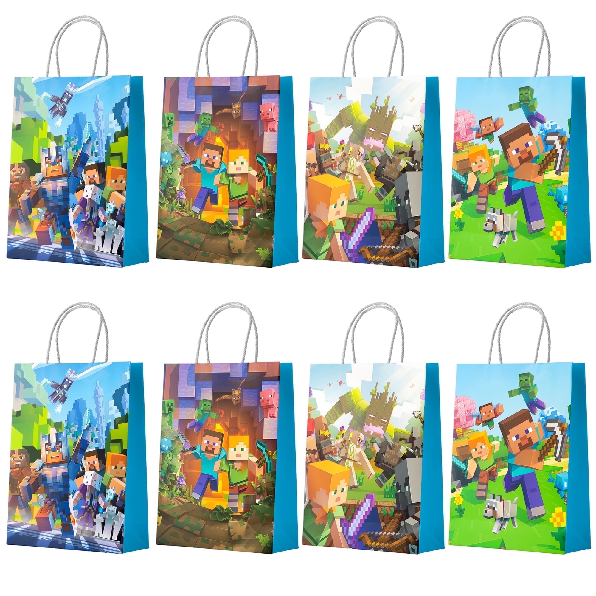 Minecraft Gift Bags,16 Pcs Pixel Game Party Bags Set - Minecraft Party Bags, Pixel Game Gift Bags, Pixel Game Candy Bags for Boys/Girls Kids for Pixel Game Theme Birthday Party Decorations Suppilies