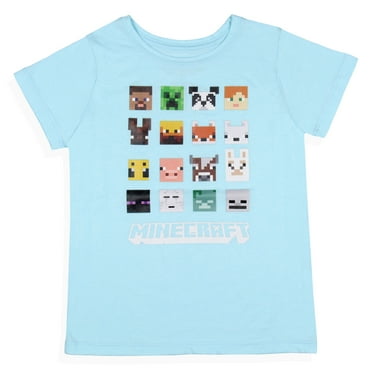 Minecraft Girls' Character Faces Grid Kids Video Game T-Shirt