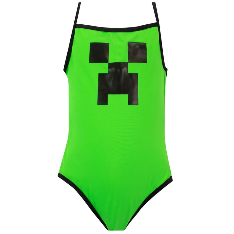 Minecraft Girls Creeper Swimsuit Green Sizes 6 14 Walmart