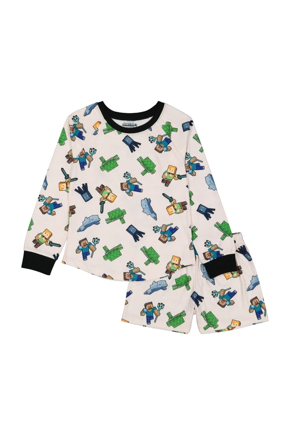 Girls Long Sleeve Shirt and Short Pajama Set, 2 Piece, Sizes 6-12