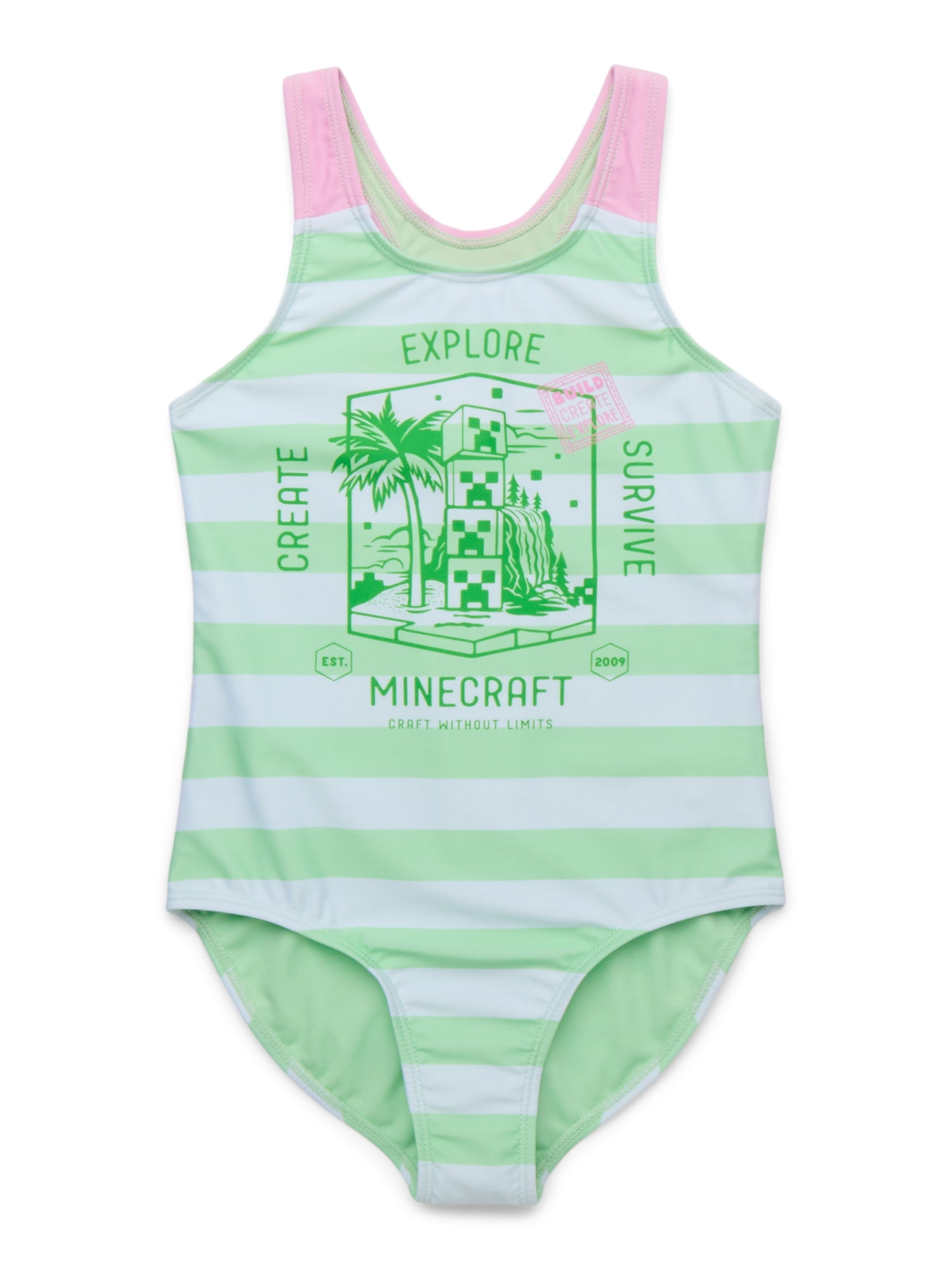 Minecraft Girls Swimsuit, 1-Piece, Sizes 4-12