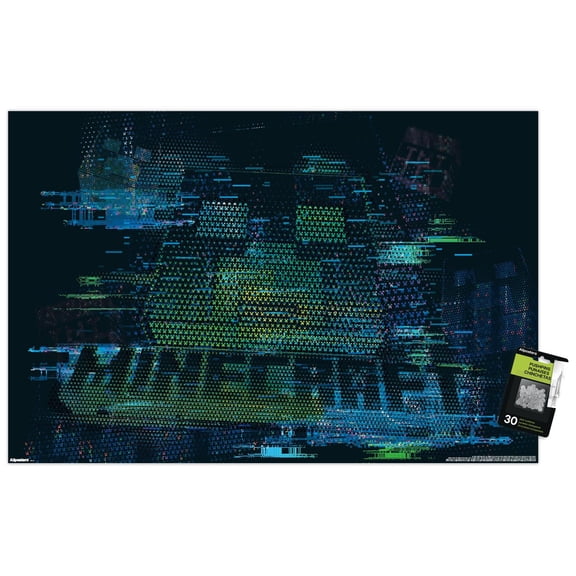 Minecraft: Glitch - Creeper Wall Poster with Push Pins, 22.375" x 34"