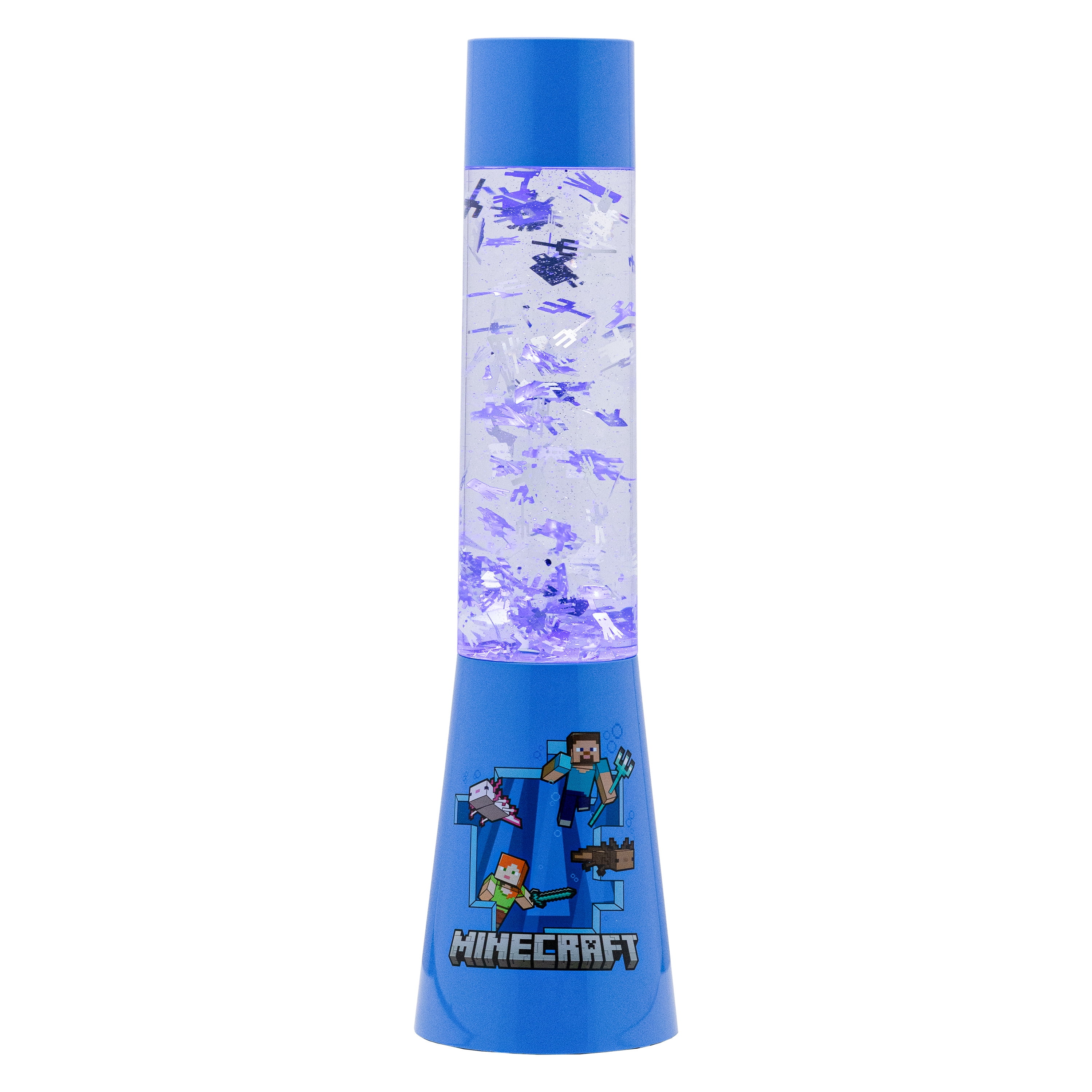 Minecraft Glitter Liquid Flow Lamp with Floating Icons - Officially Licensed Microsoft Merchandise, Bedroom Night Light, Game Room Decor | Paladone