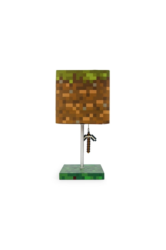 Grass Block 14" LED Pickaxe 3D Puller Desk Lamp