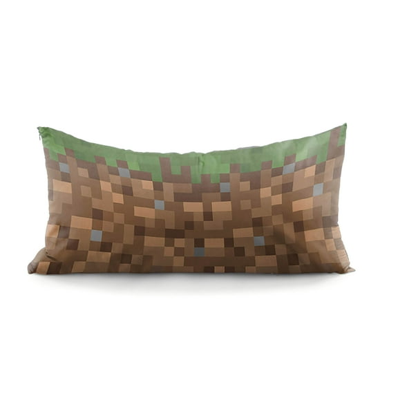 Minecraft Grass Block Brown and Green Body Pillow Cover, 100% Microfiber