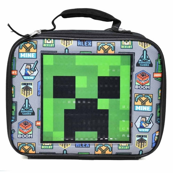 Minecraft Gray Rectangle Lunch Bag- LXY1FKQMNC