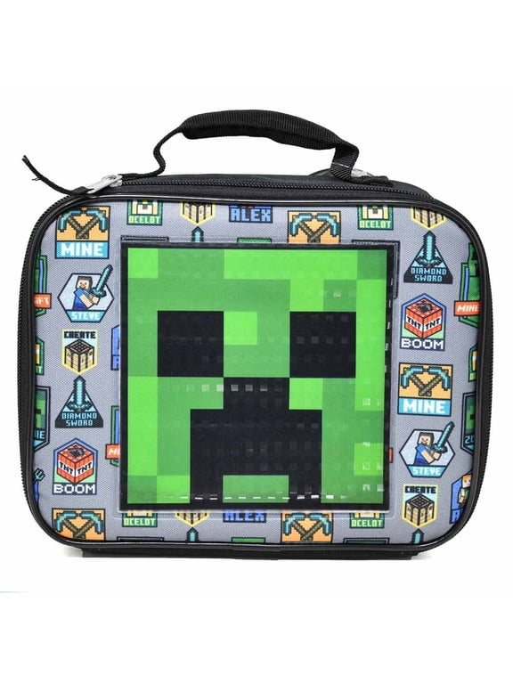 Minecraft Gray Rectangle Lunch Bag- LXY1FKQMNC