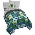 thumbnail image 1 of Minecraft Green/Blue Collage Kids Bed-in-a-Bag Bedding Set w/ Reversible Comforter, Gaming Bedding, 1 of 7