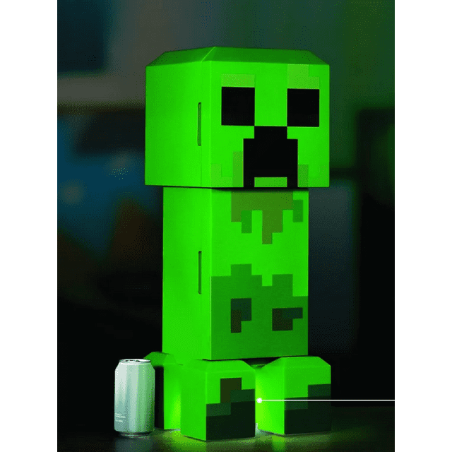 Minecraft Green Creeper Body 12 Can Mini Fridge 8L 2 Door Ambient Lighting 25.2" H 9.5" W 9.1" D