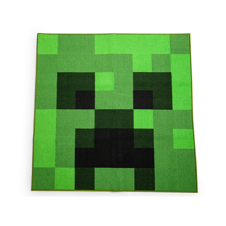 Minecraft Green Creeper Square Area Rug | 52 Inches | Kids Bedroom