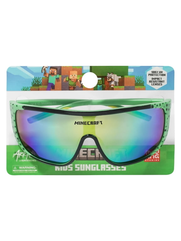Minecraft Green Pixel Sports Wrap Kids Sunglasses - Arkaid by Sun-Staches