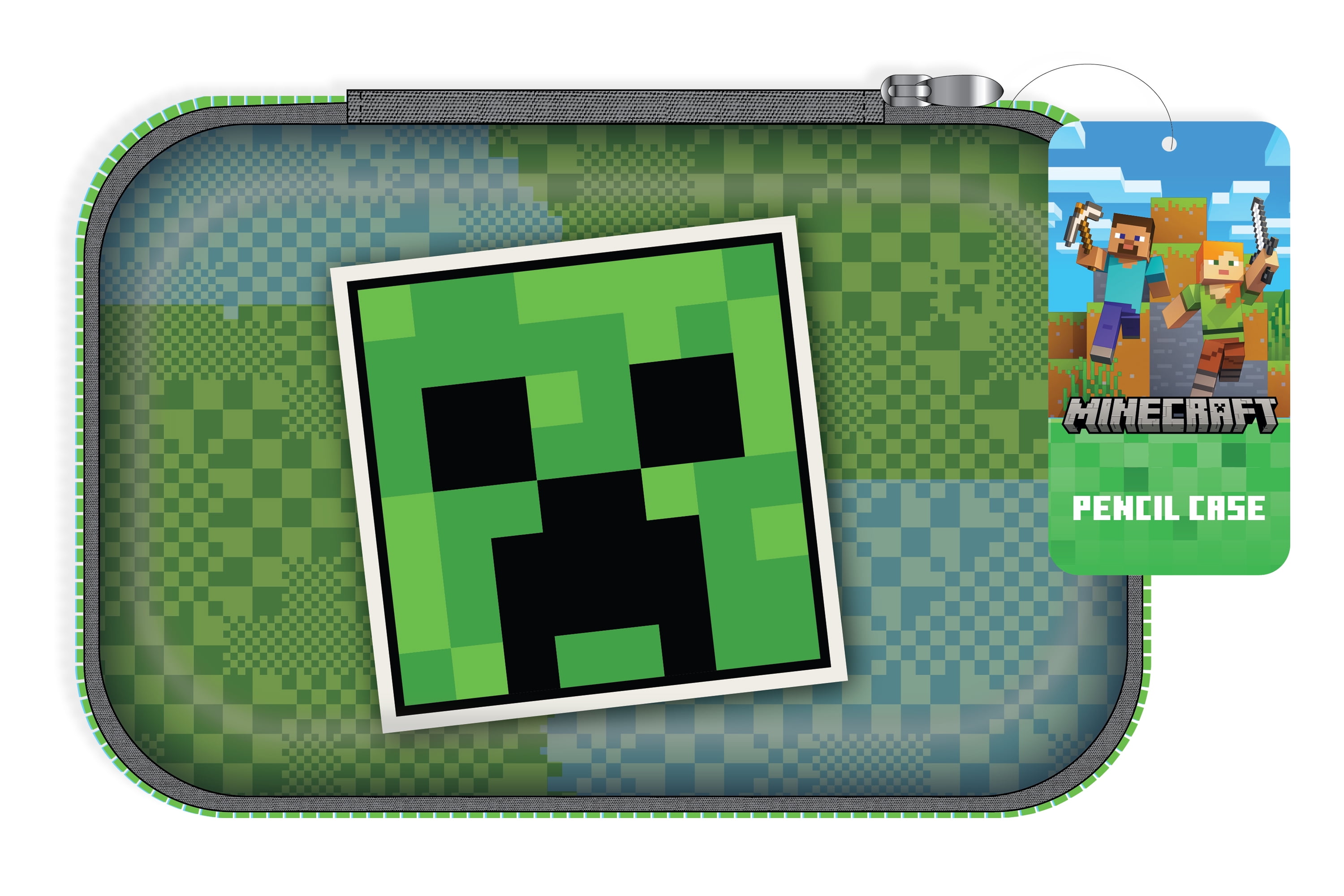 Minecraft Green Zipper Pencil Hard Case, 8.75" x 5.25", Elementary School